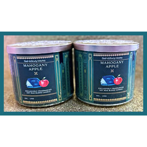 Lot of 2 Bath & Body Works Mahogany Apple Large 3-Wick Scented Candle 14.5oz